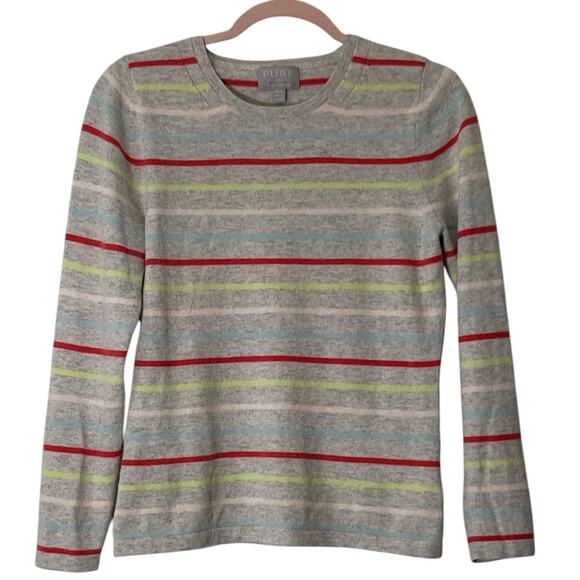 Pure Collection Womens Round Neck Striped Cashmere Sweater Multi Color Size 6 - Picture 1 of 9
